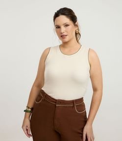 Regata em Ribana com Retilínea no Decote Curve & Plus Size