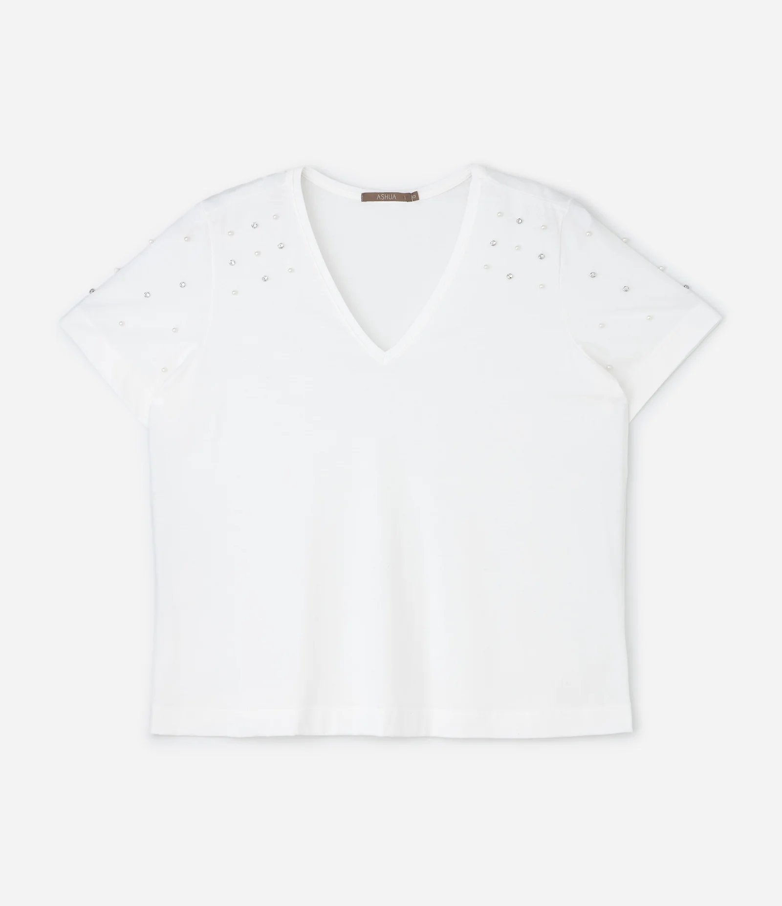 Blusa Regular em Algodão com Aplicação de Strass Curve & Plus Size Branco 1