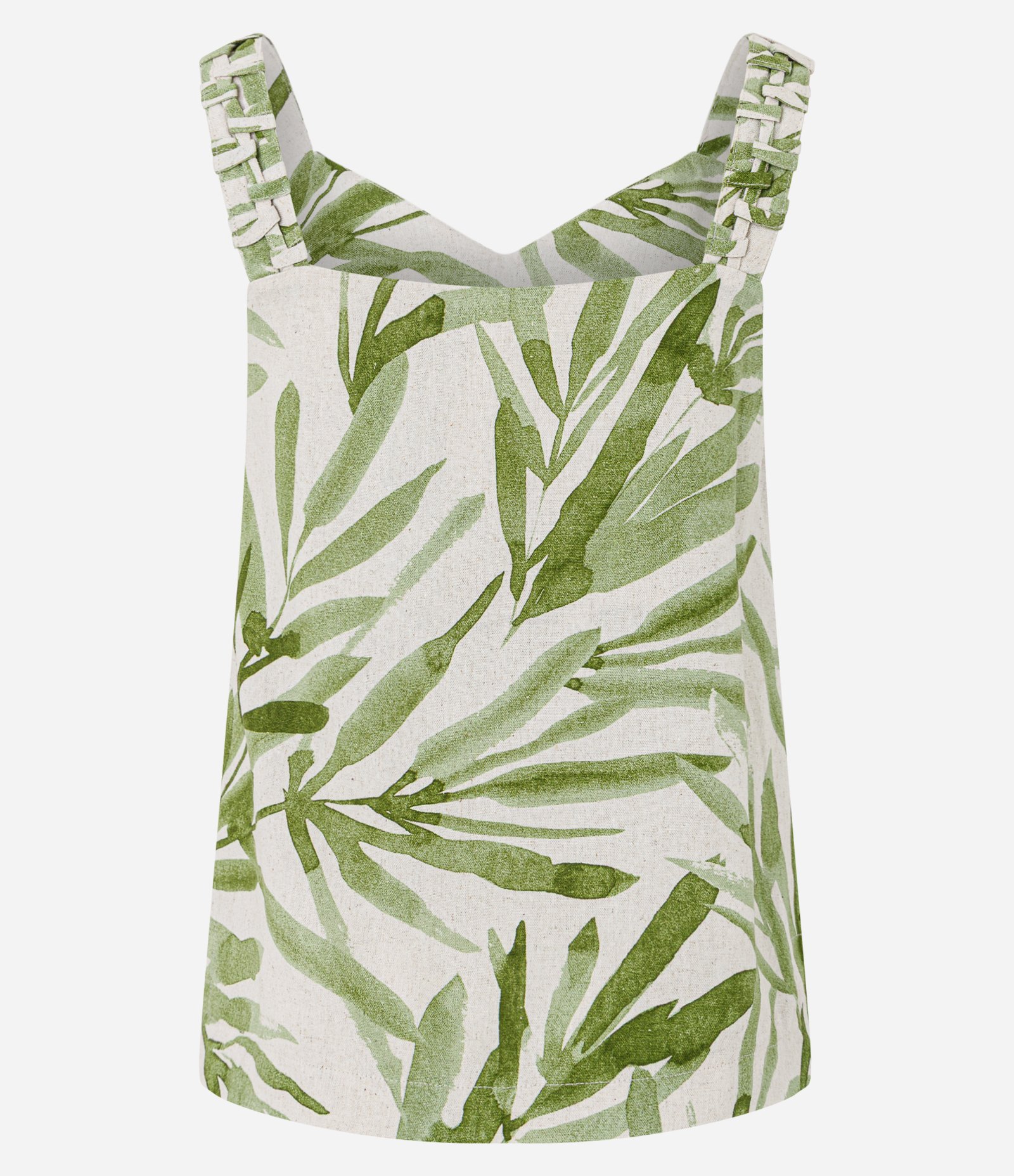 Regata em Viscolinho com Estampa Folhagem e Gola V Verde 7