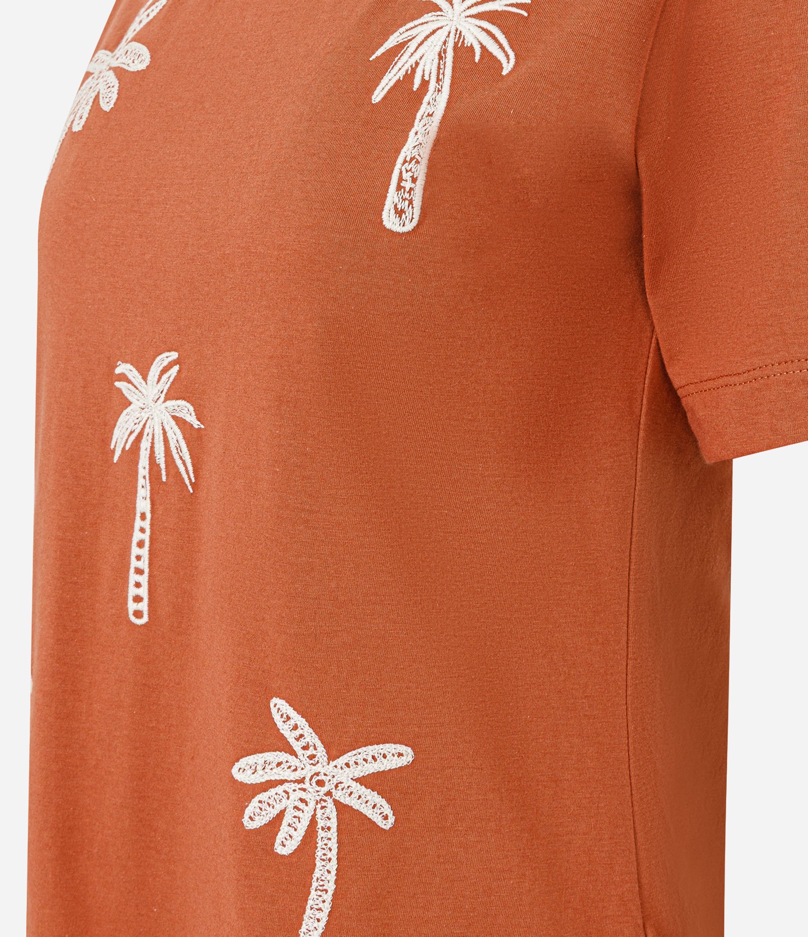 Camiseta em Algodão com Estampa de Coqueiros Laranja 2