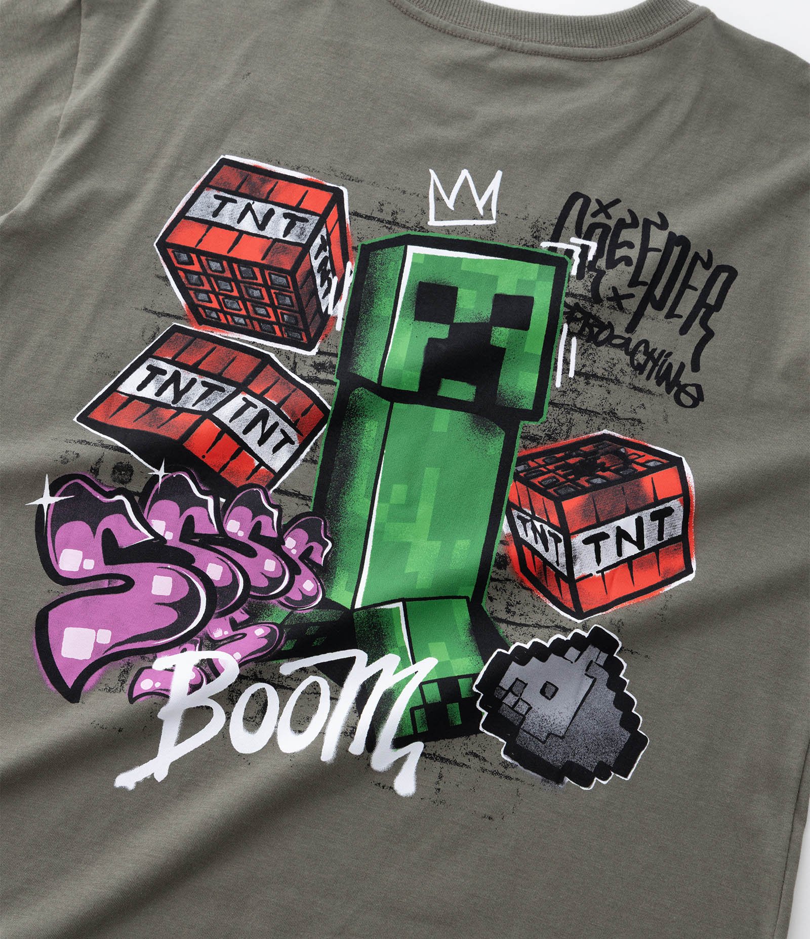 Camiseta Infantil Relaxed com Estampa Minecraft Frente e Costas – Tam 5 a 14 Anos Verde Oliva 2
