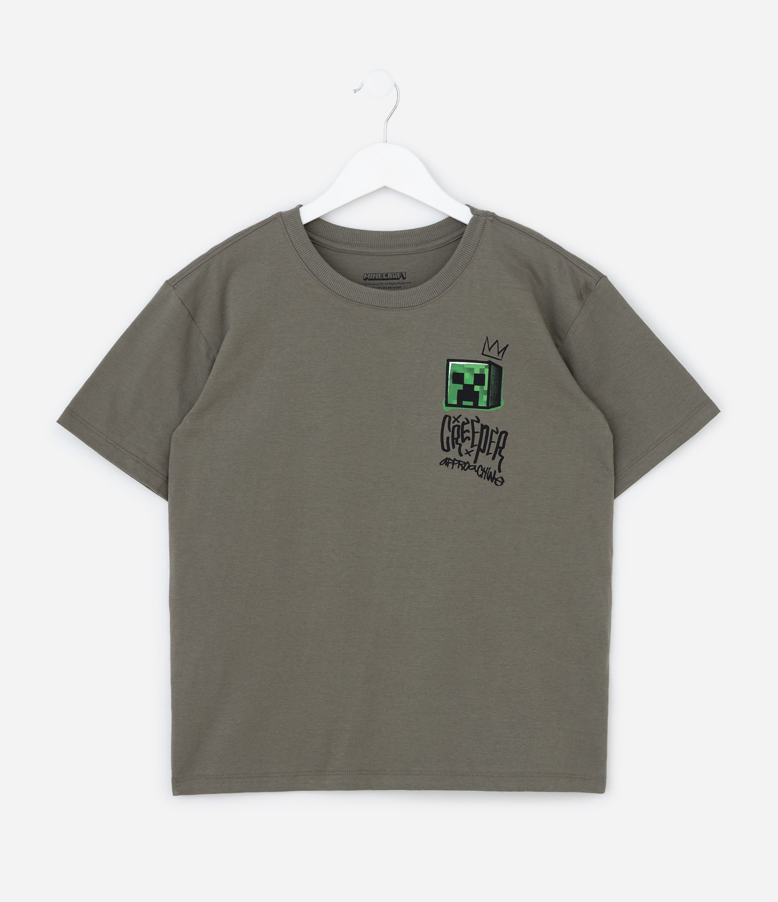 Camiseta Infantil Relaxed com Estampa Minecraft Frente e Costas – Tam 5 a 14 Anos Verde Oliva 4