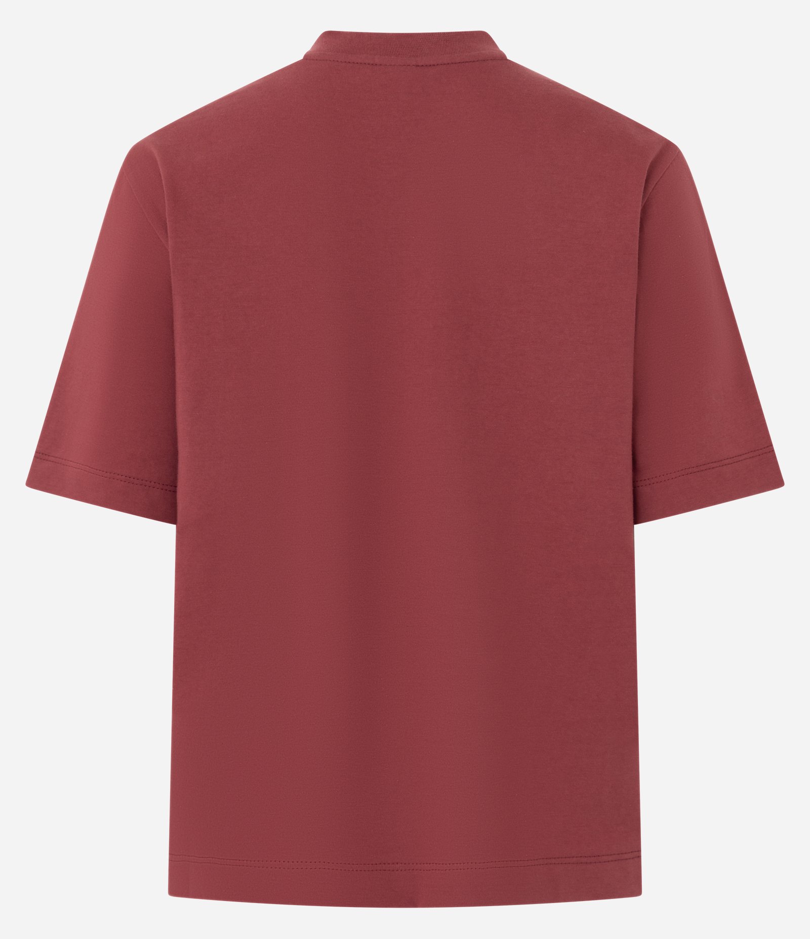 Camiseta Manga Curta em Algodão com Bolso Rendado Vinho 3