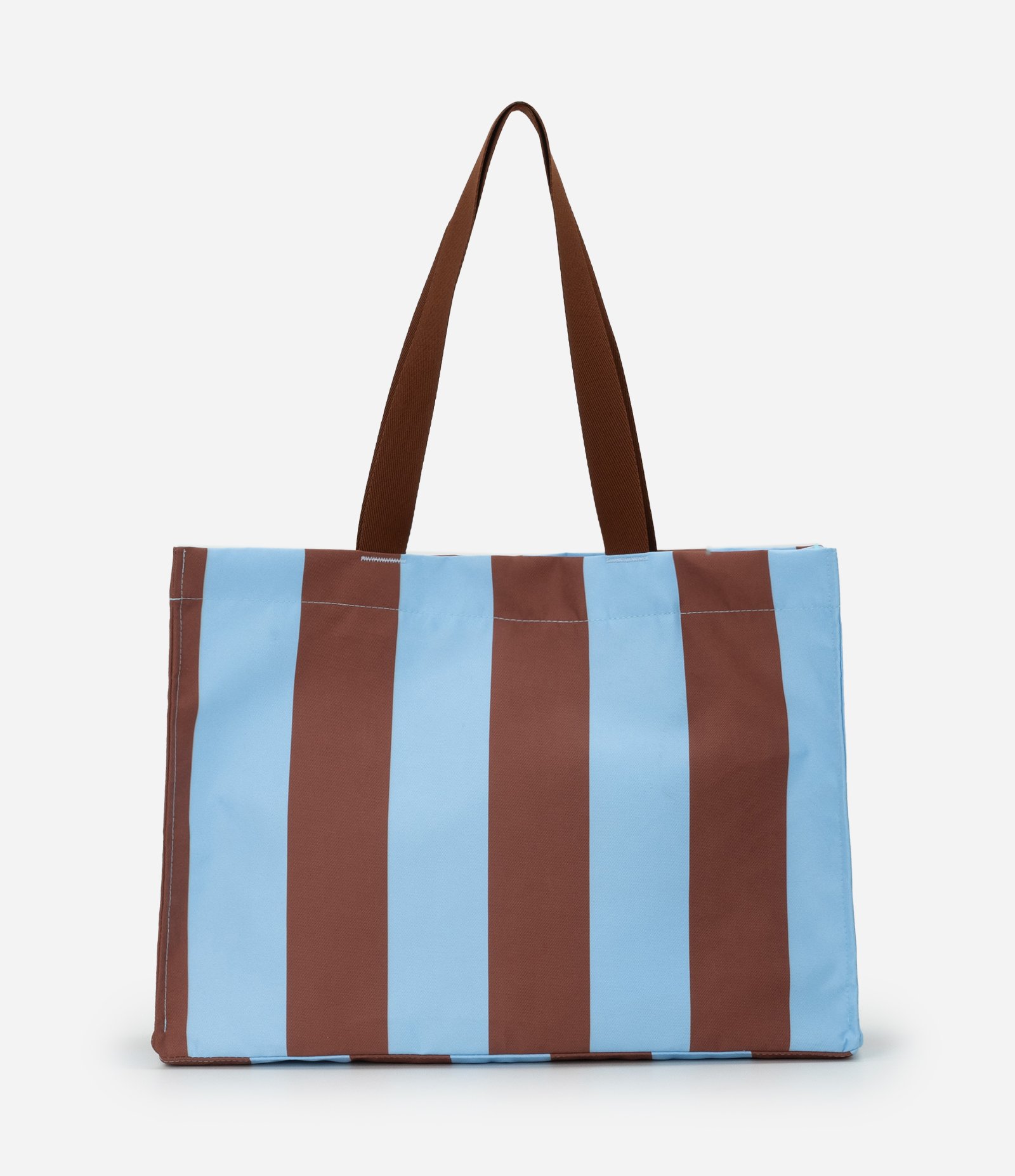 Bolsa Shopper Listrada com Nécessaire Destacável Azul/Marrom 3