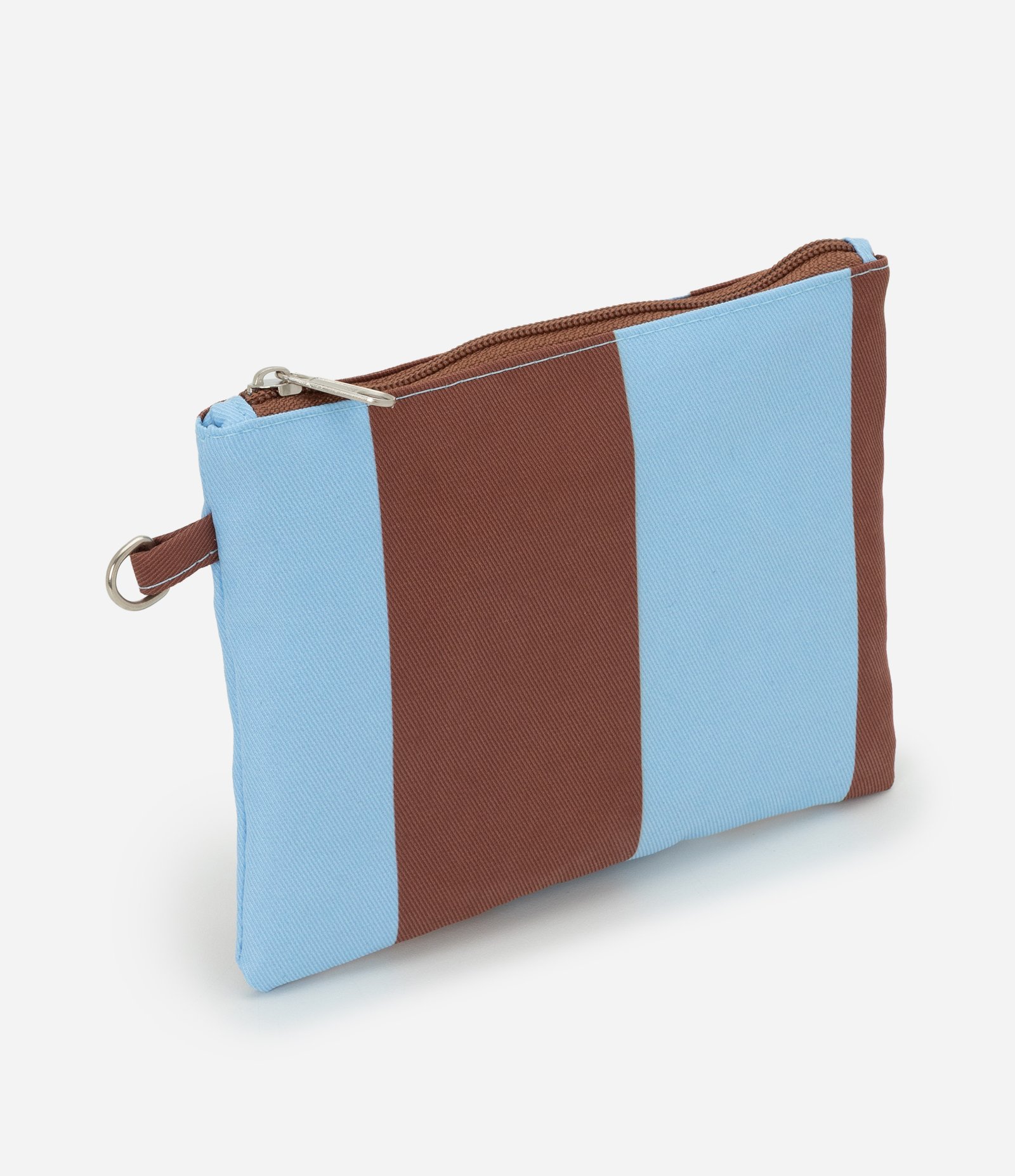 Bolsa Shopper Listrada com Nécessaire Destacável Azul/Marrom 6