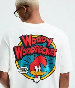 Camiseta Boxy em Algodão com Estampa do Pica-Pau