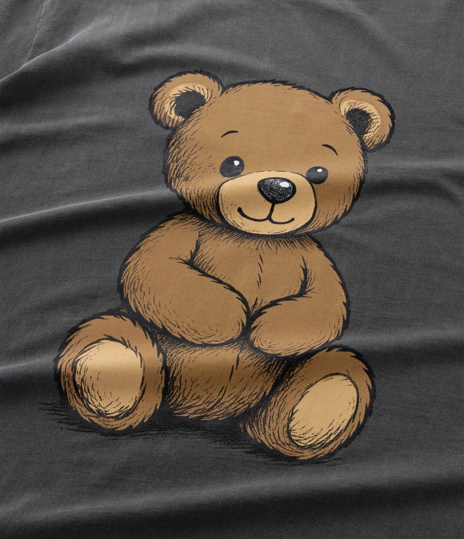 Camiseta Alongada com Efeito Lavada e Estampa de Urso Curve e Plus Size Preto 7