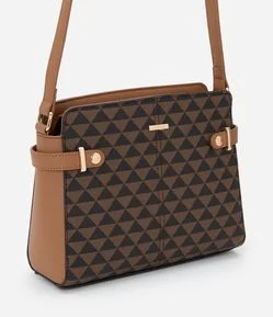 Bolsa Transversal Média com Estampa Geométrica