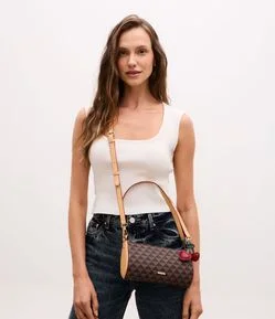 Bolsa Baguete Pequena em PU com Estampa Triângulos