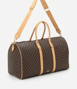 Bolsa Mala Grande em PU com Estampa Triângulos