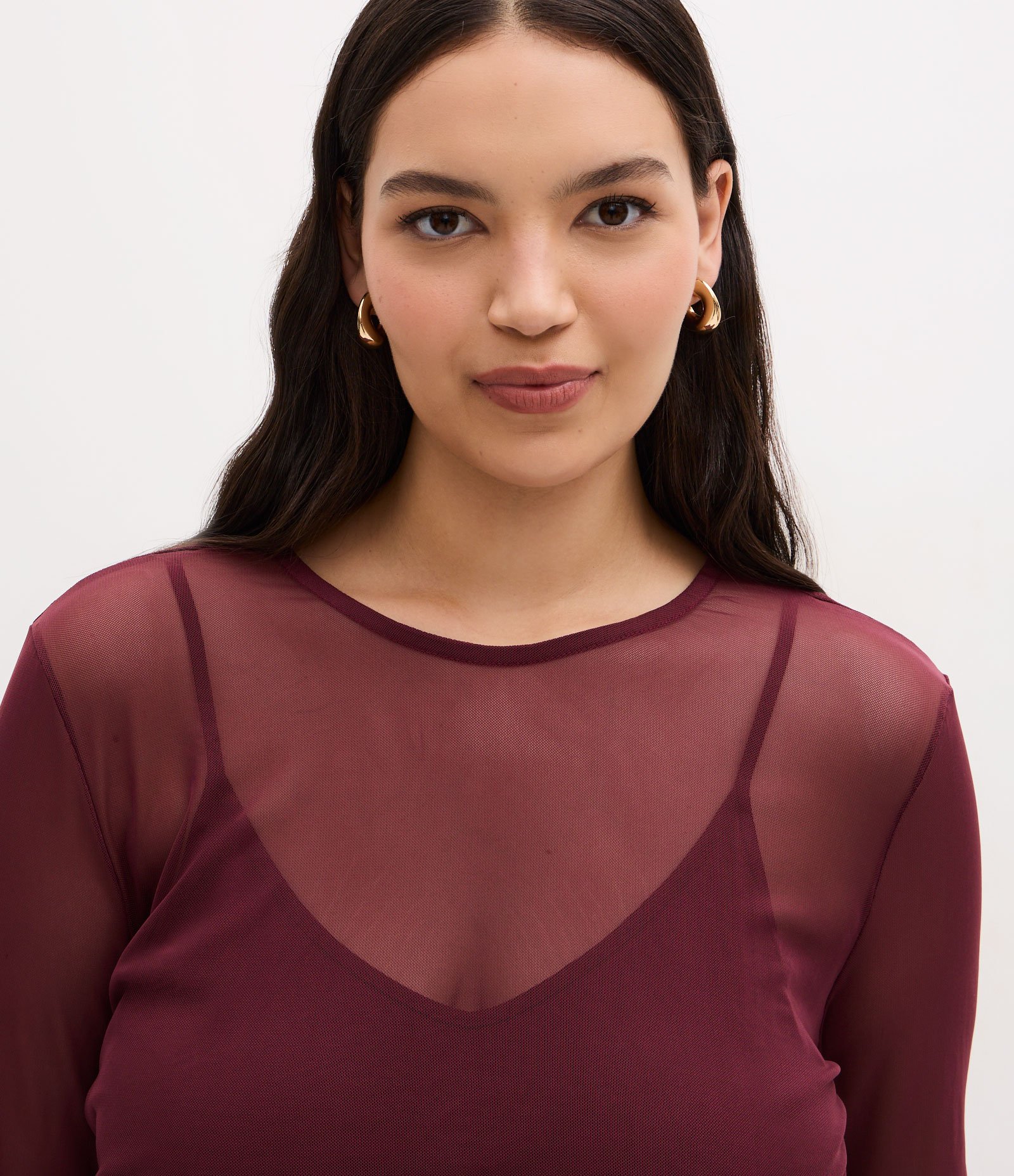 Blusa em Tule com Regata Curve e Plus Size Vinho 3