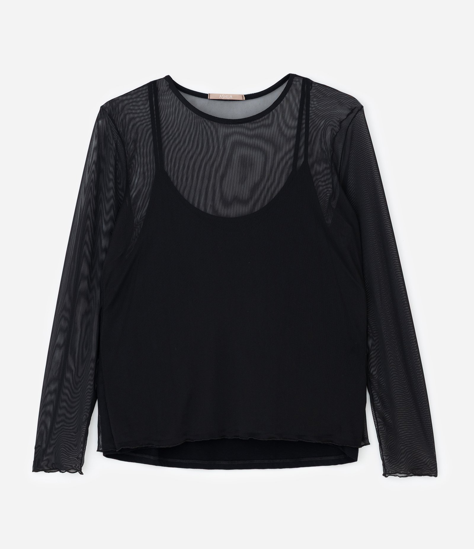 Blusa em Tule com Regata Curve e Plus Size Preto 4