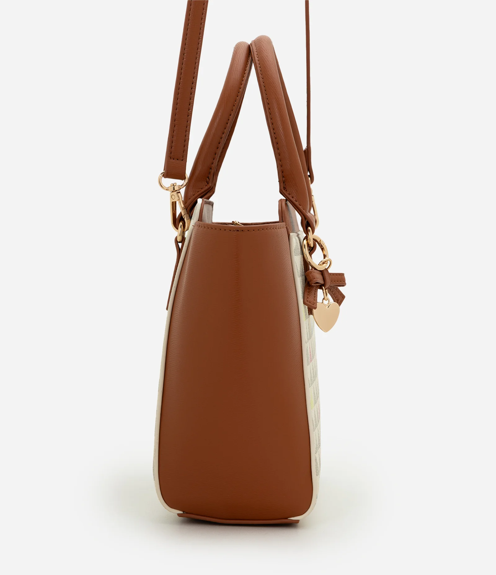 Bolsa Satchel Média em PU com Estampa Triângulos Off White 2