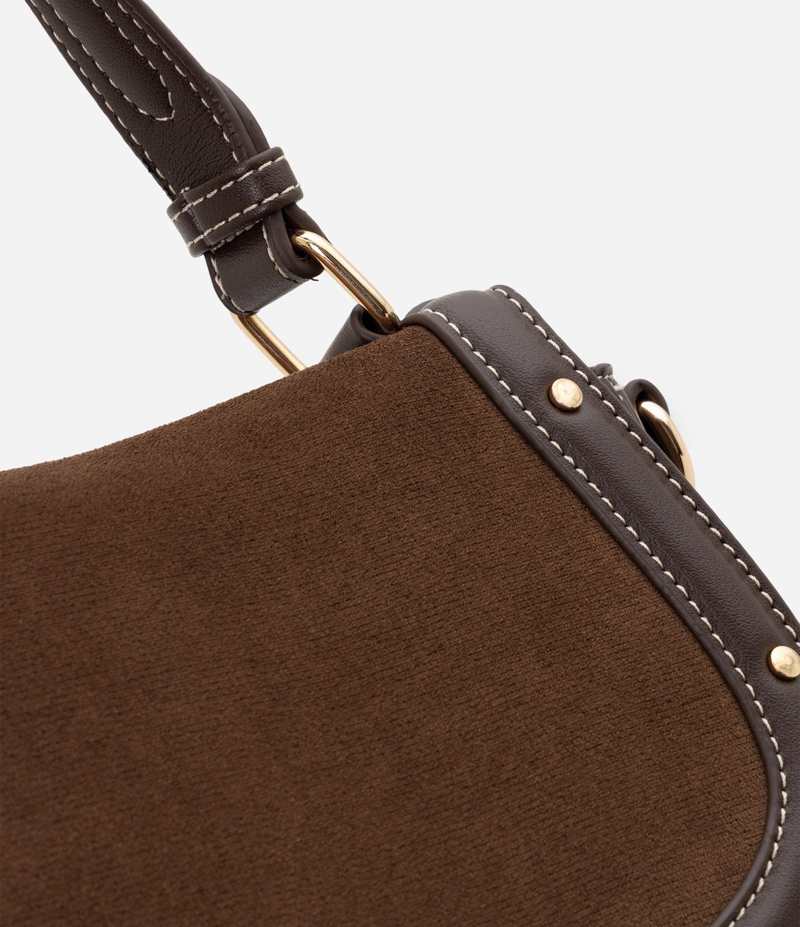 Bolsa Transversal Média em Suede com Alça Removível Marrom 6