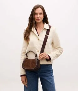 Bolsa Transversal Média em Suede com Alça Removível