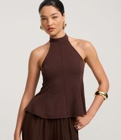 Blusa Peplum de Frente Única em Viscose