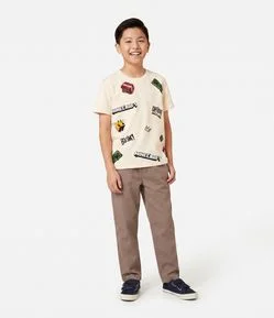 Camiseta Infantil em Piquet com Estampa Minecraft – Tam 5 a 14 Anos