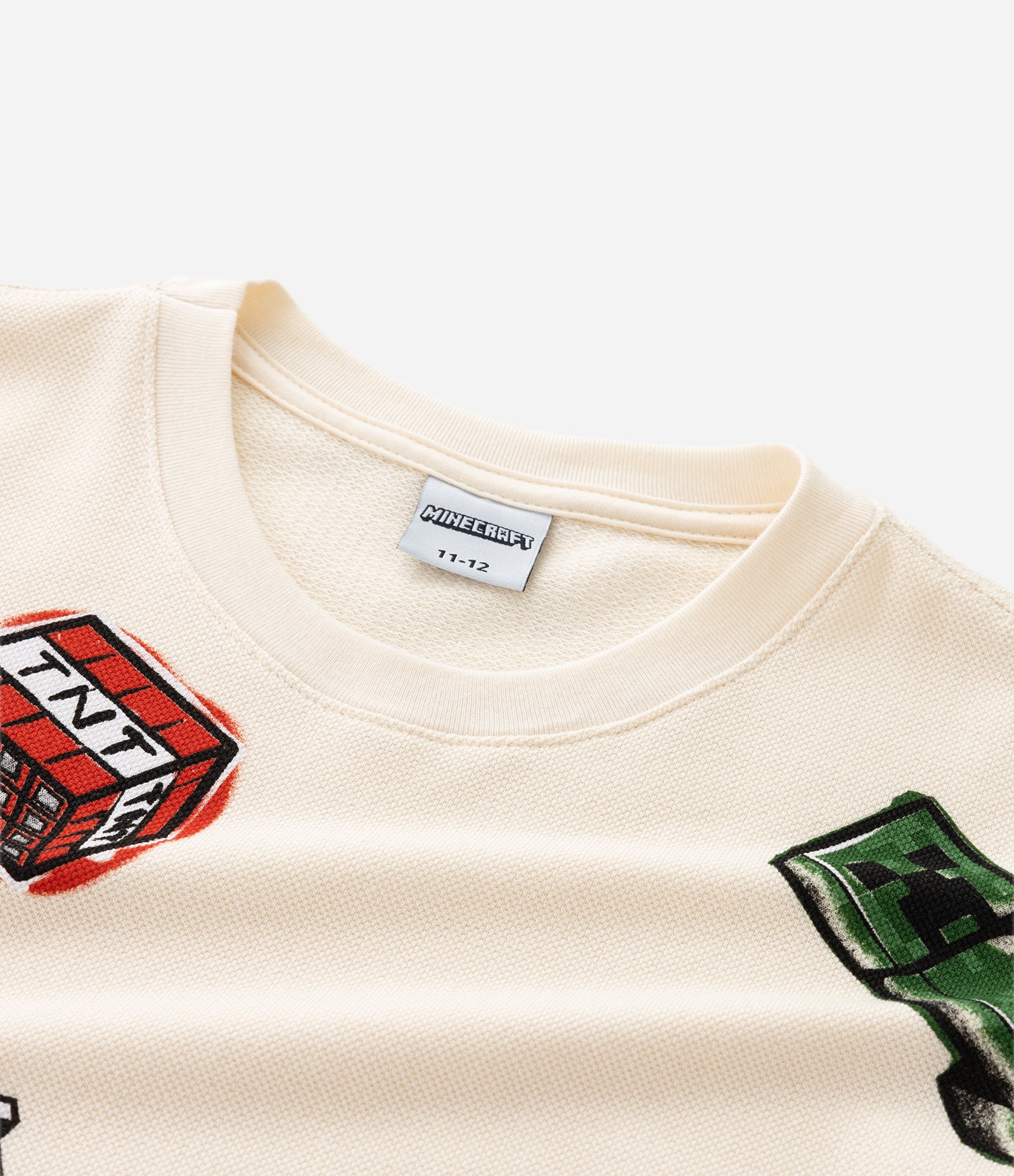 Camiseta Infantil em Piquet com Estampa Minecraft – Tam 5 a 14 Anos Off White 4