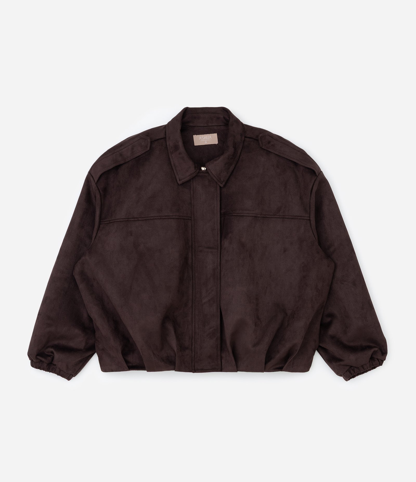 Jaqueta Bomber em Suede com Modelagem Balonê Curve & Plus Size Marrom 1