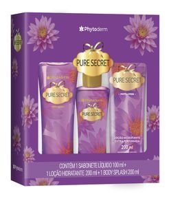Kit Kit Phytoderm Pure Secret Body Splash 200ml + Loção Hidratante 200ml + Sabonete Líquido 100ml