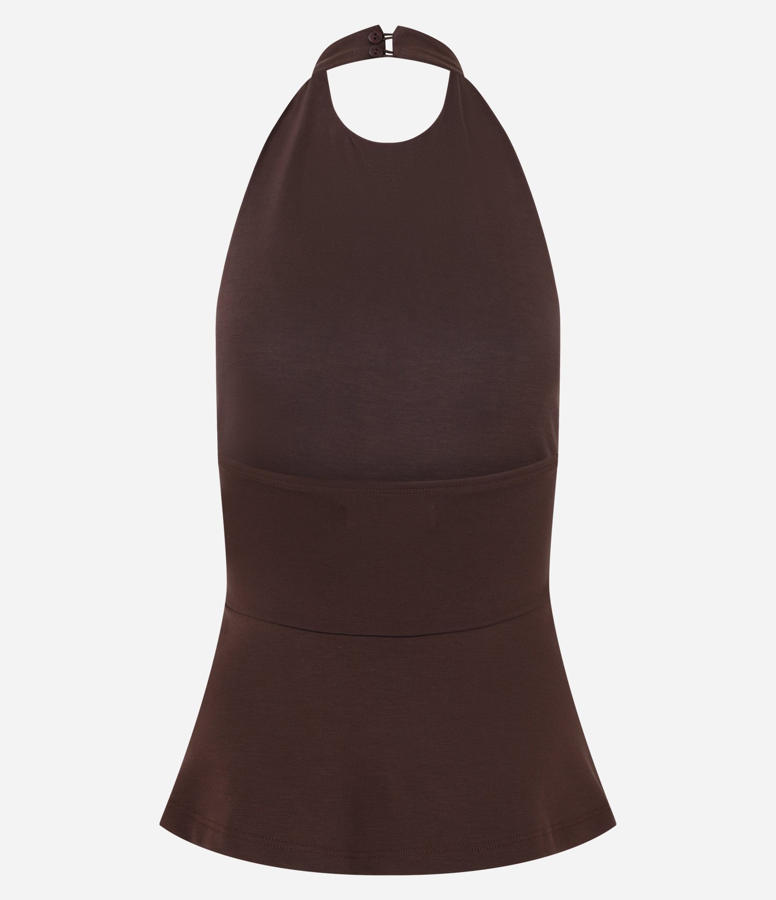 Blusa Frente Única com Peplum Marrom 6