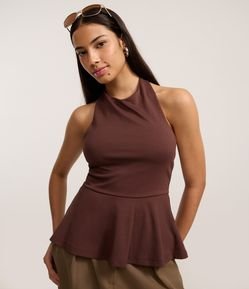 Blusa Frente Única com Peplum