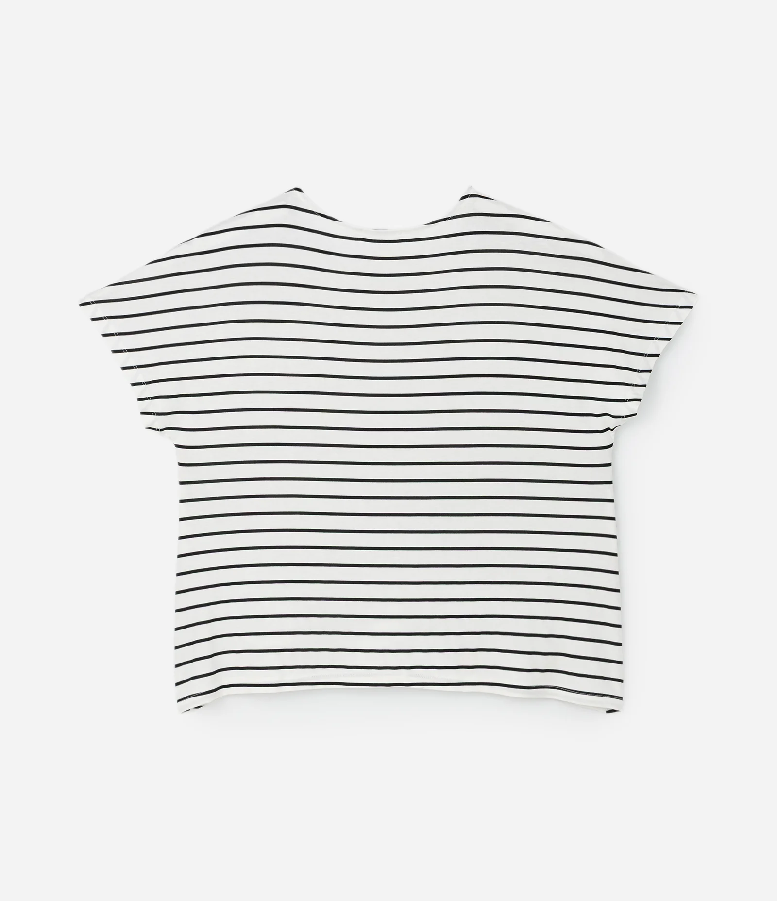 Blusa Regular em  Viscolycra com Estampa de Listras Curve & Plus Size Off White/Preto 2