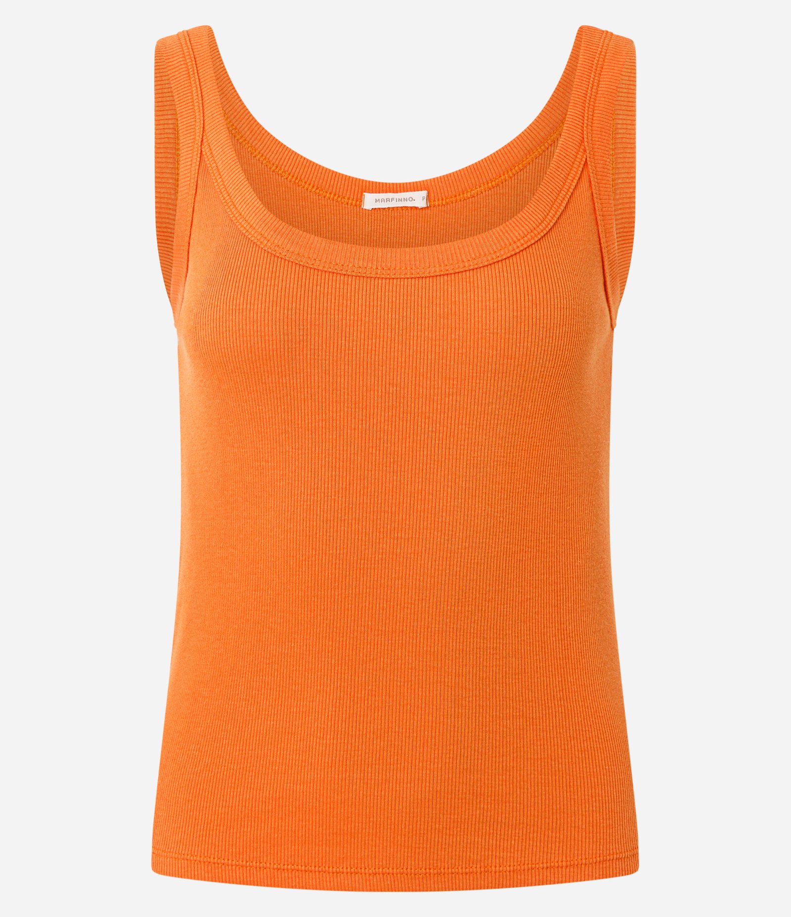 Blusa Regata em Ribana com Decote U Laranja 1