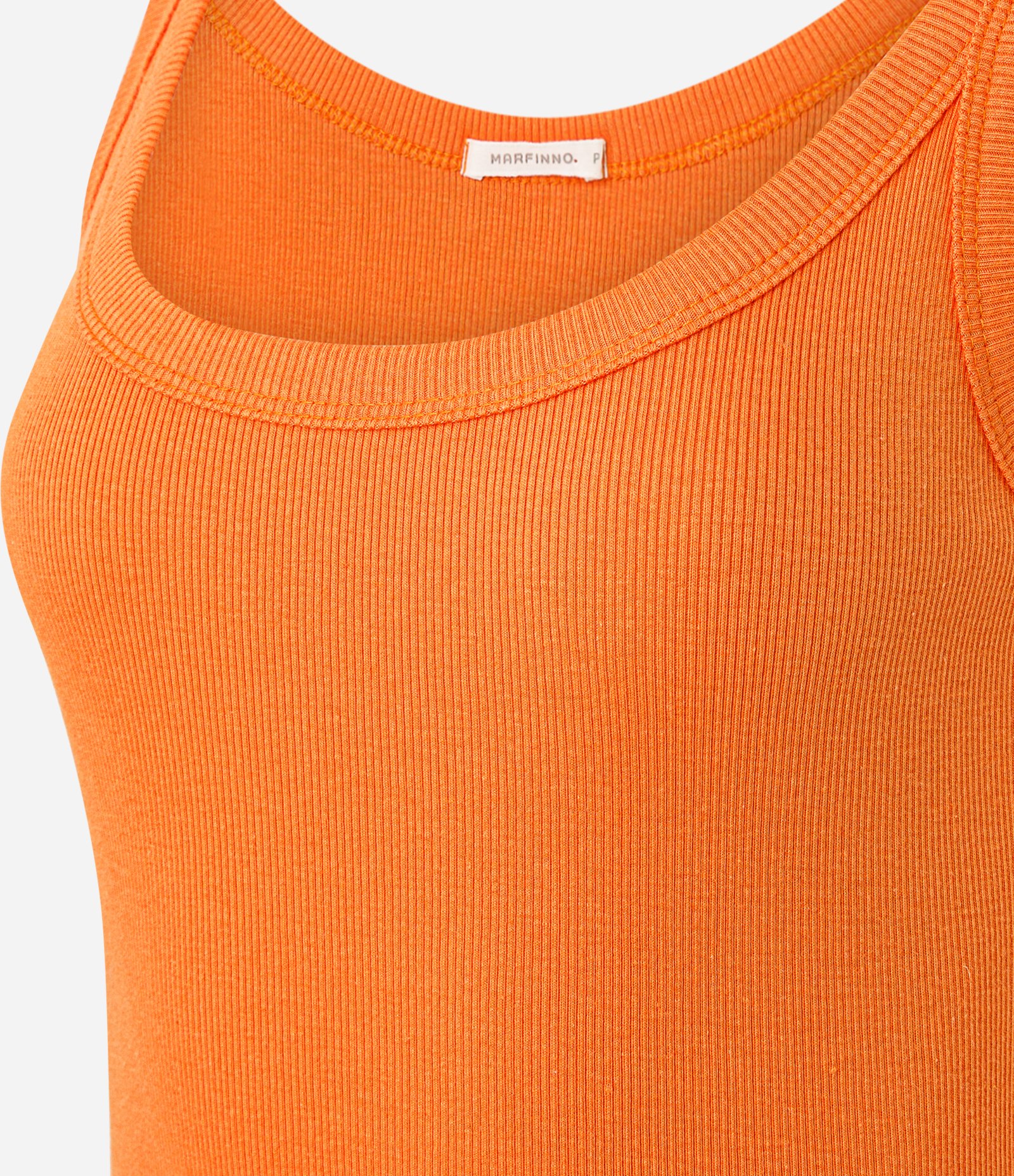 Blusa Regata em Ribana com Decote U Laranja 2