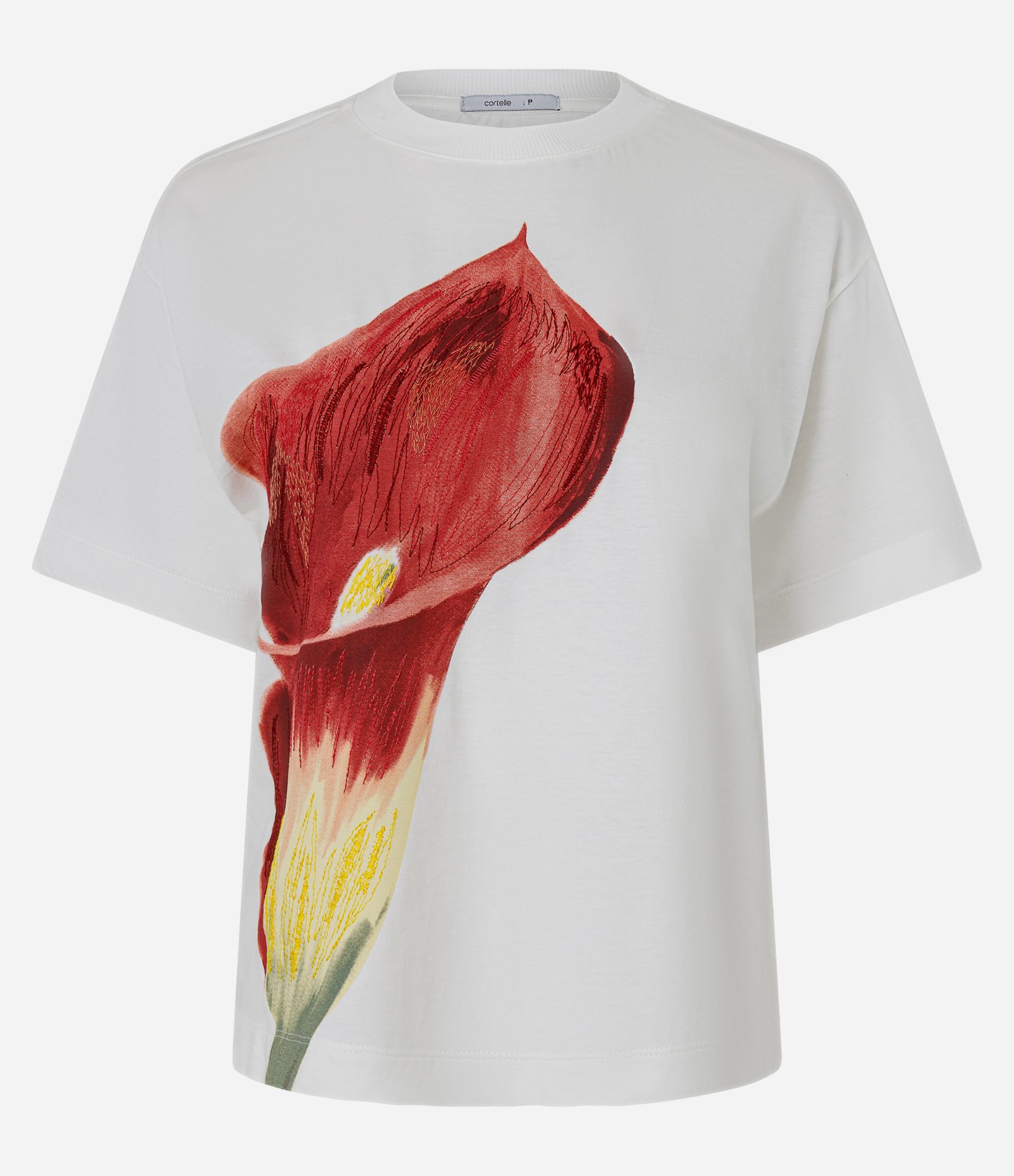 Blusa Boxy com Estampa Floral com Costura Aparente Branco 1