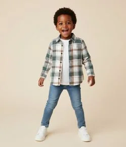 Camisa Infantil em Flanela com Estampa Xadrez – Tam 1 a 6 Anos