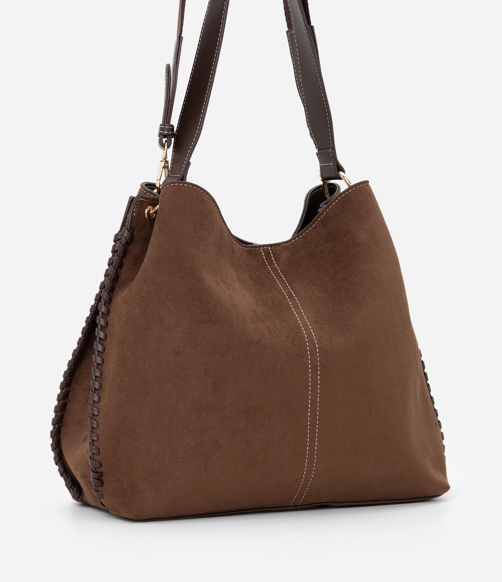 Bolsa Hobo Grande em Suede com Alça Longa Removível Marrom 3
