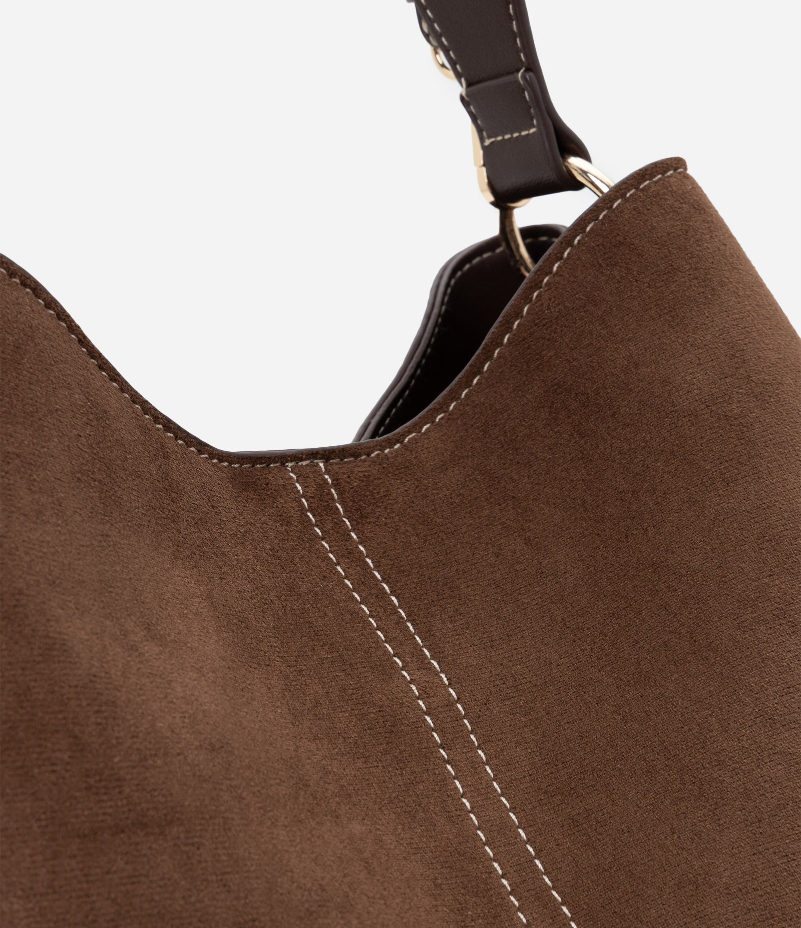 Bolsa Hobo Grande em Suede com Alça Longa Removível Marrom 4
