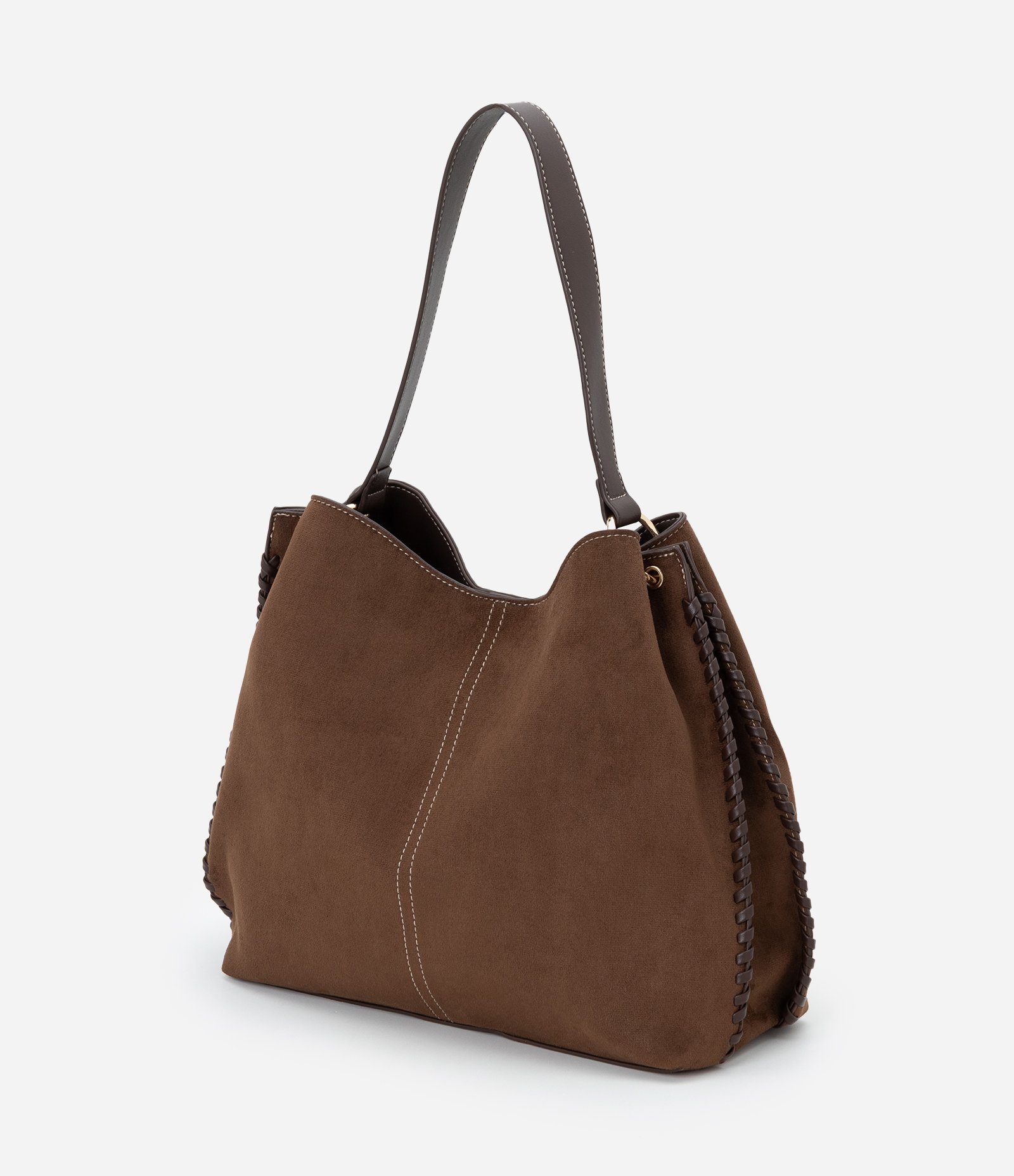 Bolsa Hobo Grande em Suede com Alça Longa Removível Marrom 5