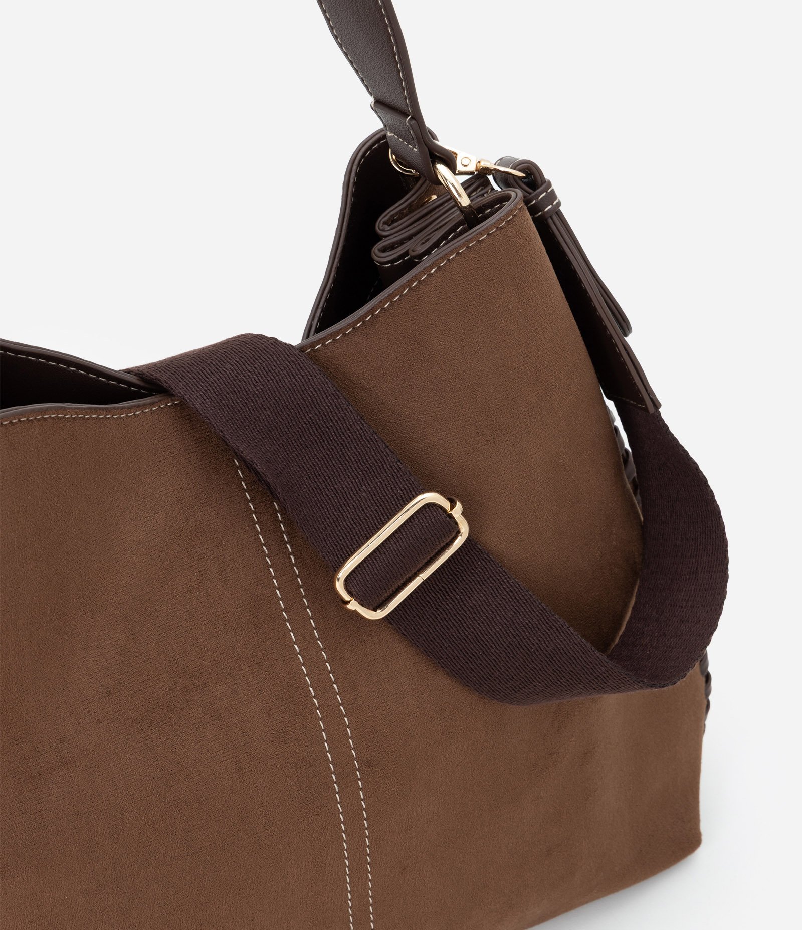 Bolsa Hobo Grande em Suede com Alça Longa Removível Marrom 7