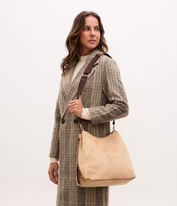 Bolsa Hobo Grande em Suede com Alça Longa Removível