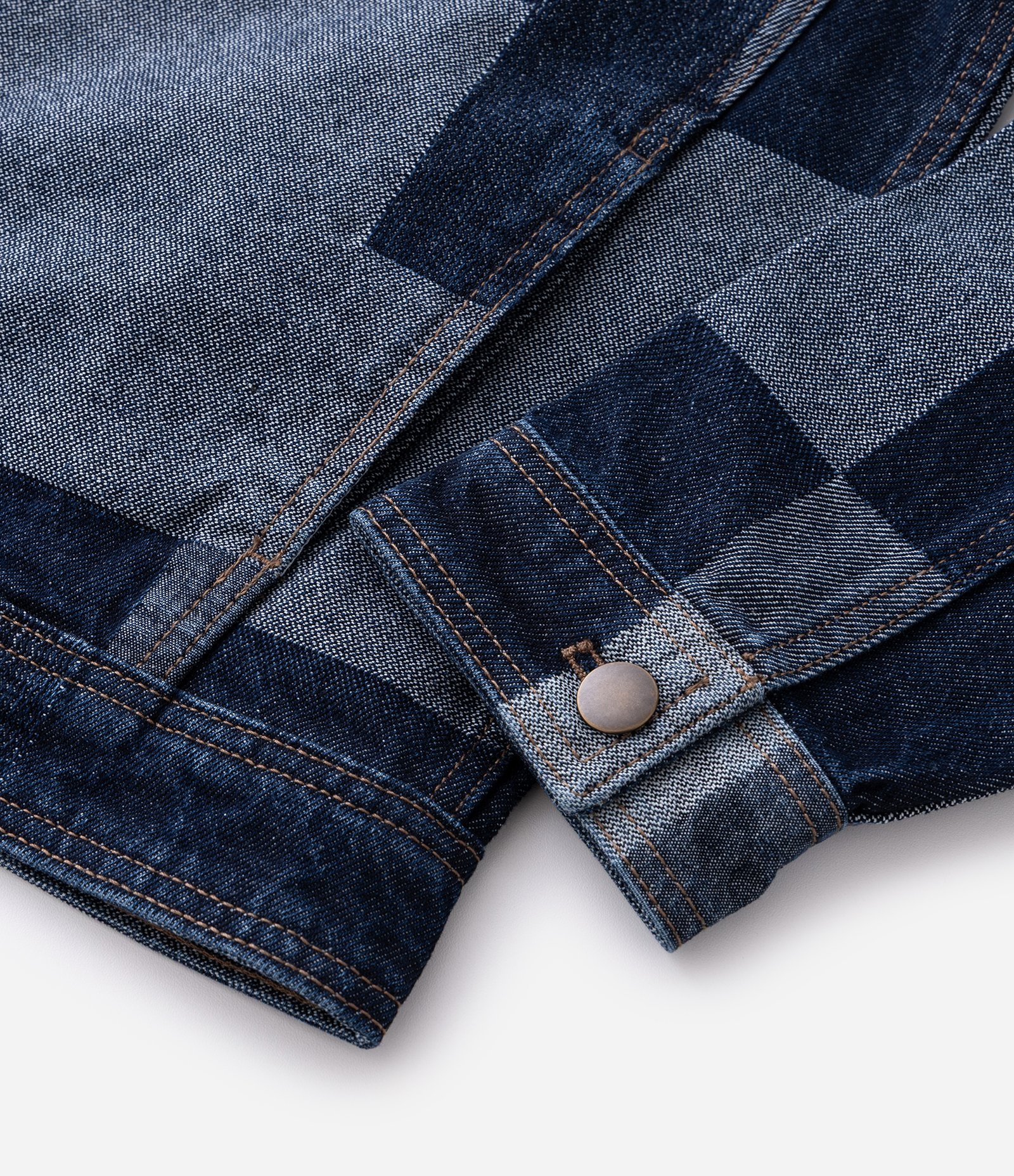 Jaqueta em Jacquard Quadriculado Patchwork com Bolsos Frontais Azul 9