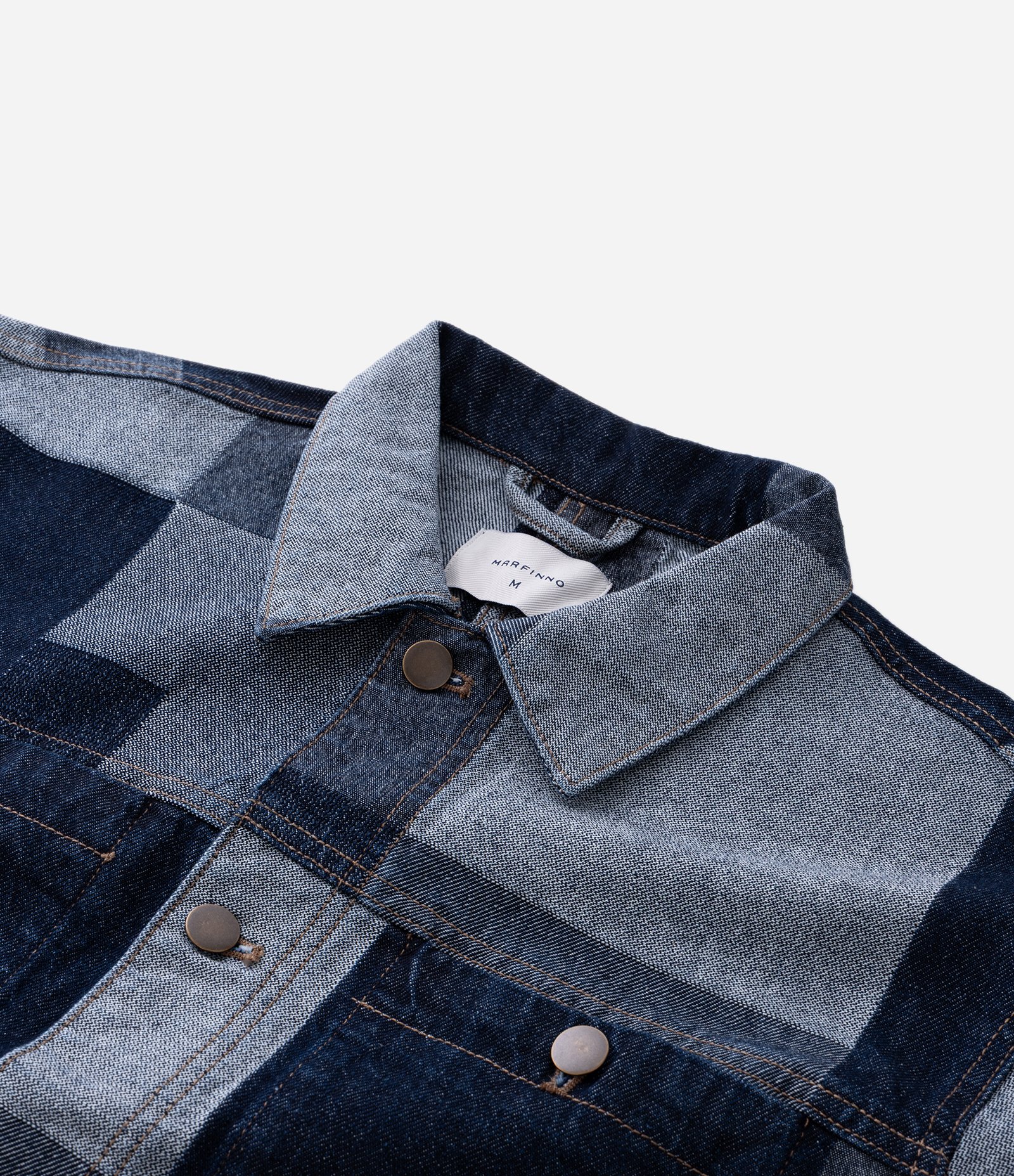 Jaqueta em Jacquard Quadriculado Patchwork com Bolsos Frontais Azul 11