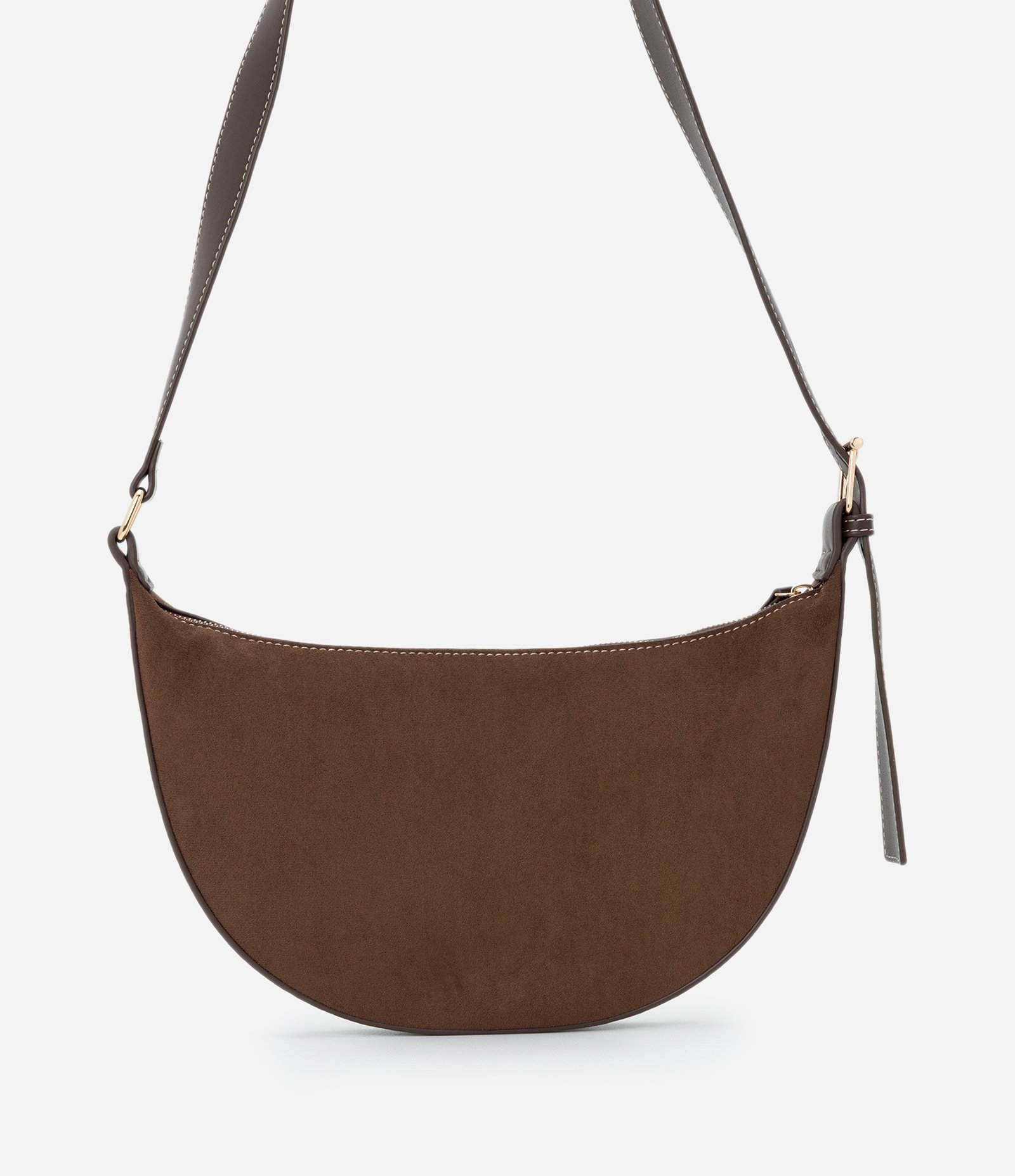 Bolsa Transversal Grande em Suede com Alça Ajustável Marrom 3