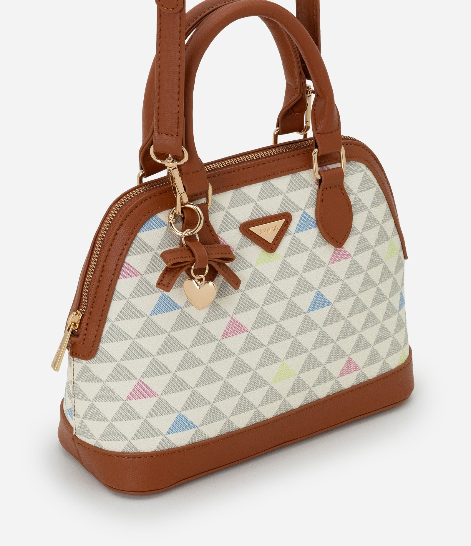 Bolsa Média em PU com Alça de Mão Estruturada Off White 1