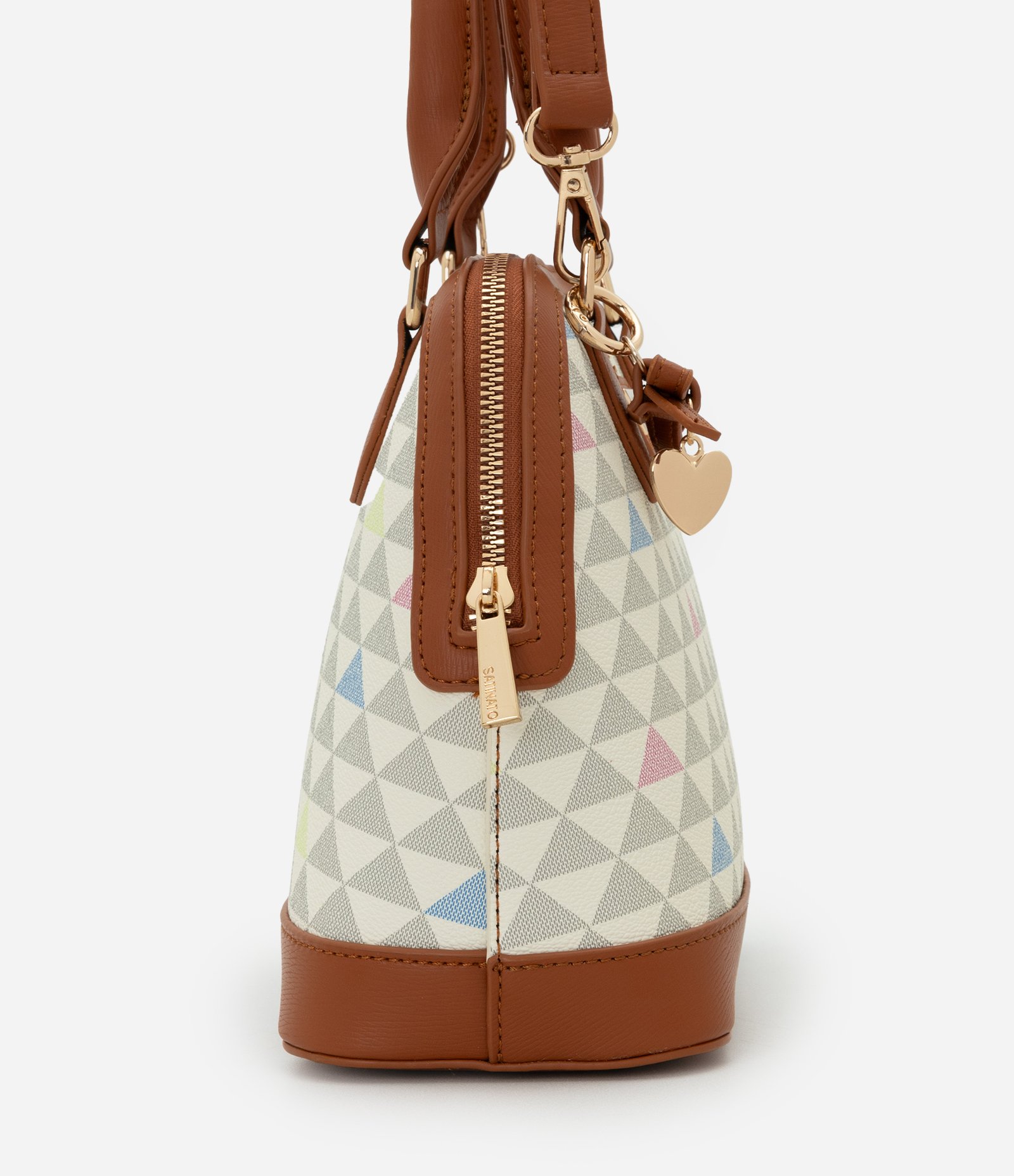 Bolsa Média em PU com Alça de Mão Estruturada Off White 2