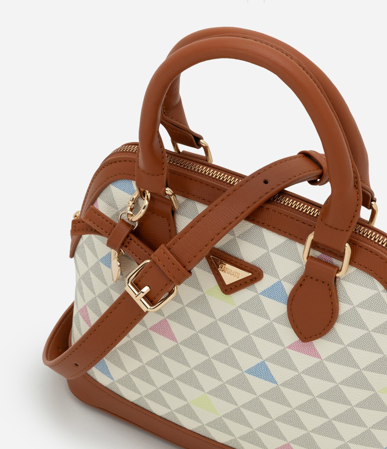 Bolsa Média em PU com Alça de Mão Estruturada Off White 4