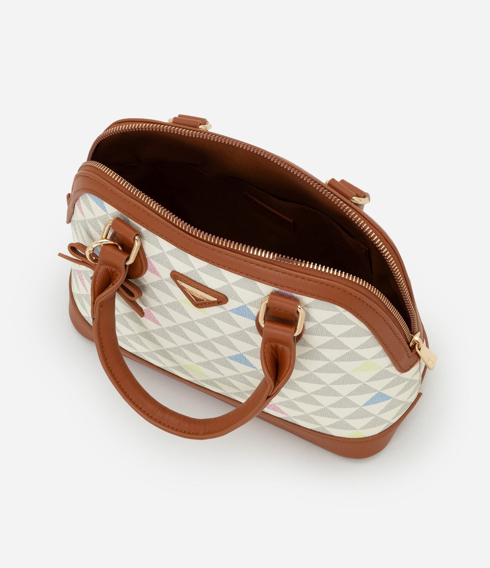 Bolsa Média em PU com Alça de Mão Estruturada Off White 5