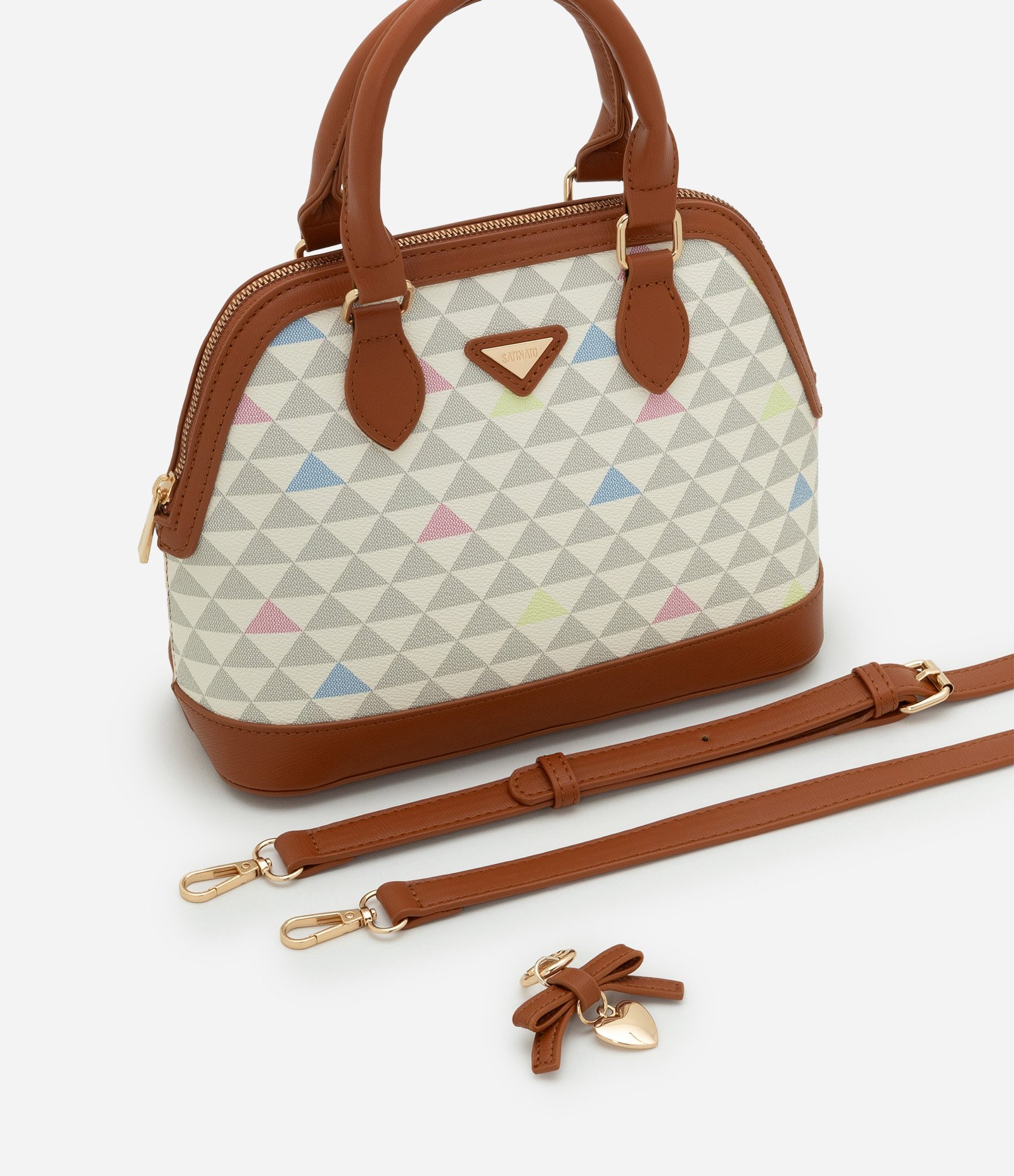 Bolsa Média em PU com Alça de Mão Estruturada Off White 6