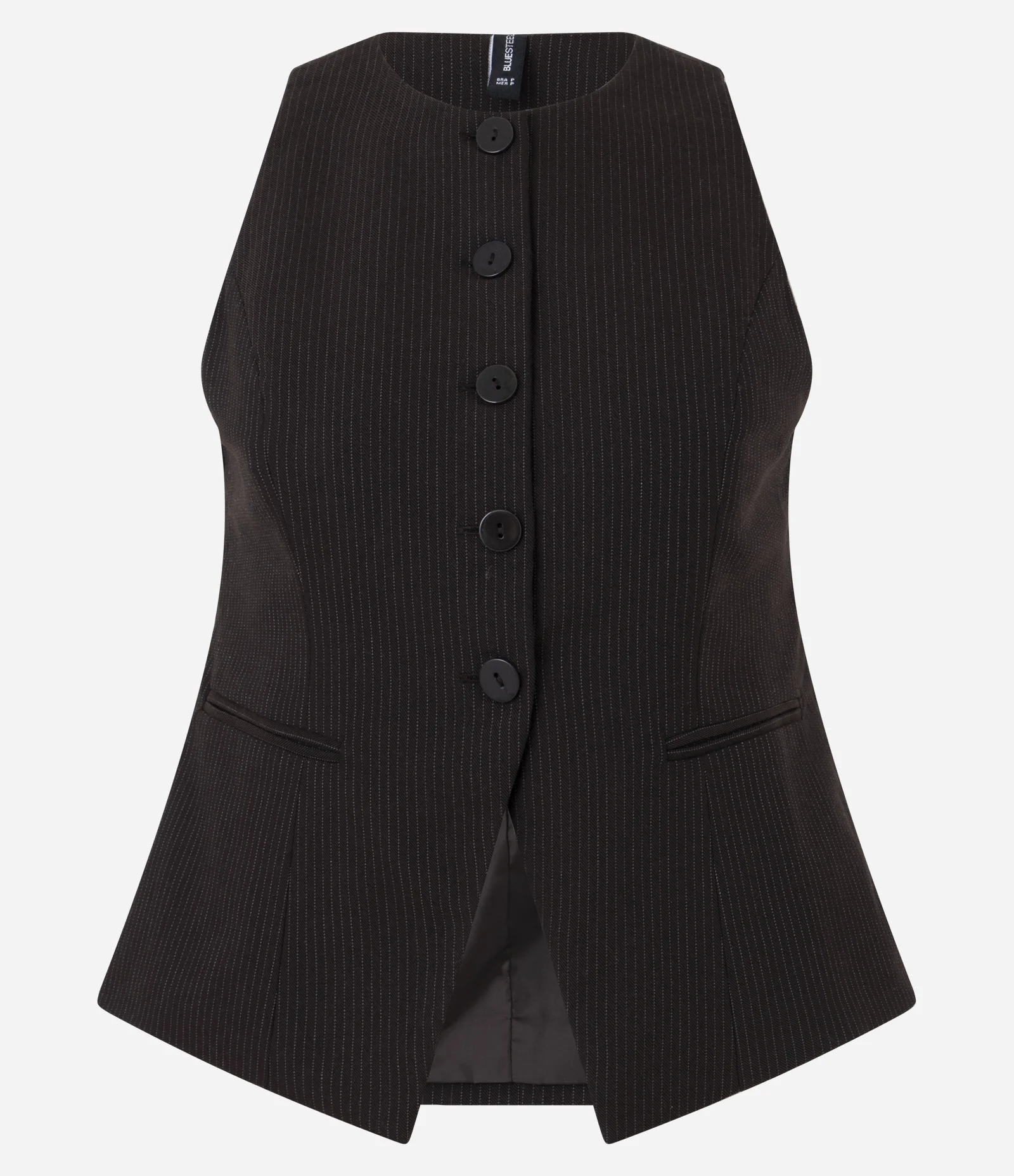 Colete Alfaiatado Risca de Giz Marrom 1