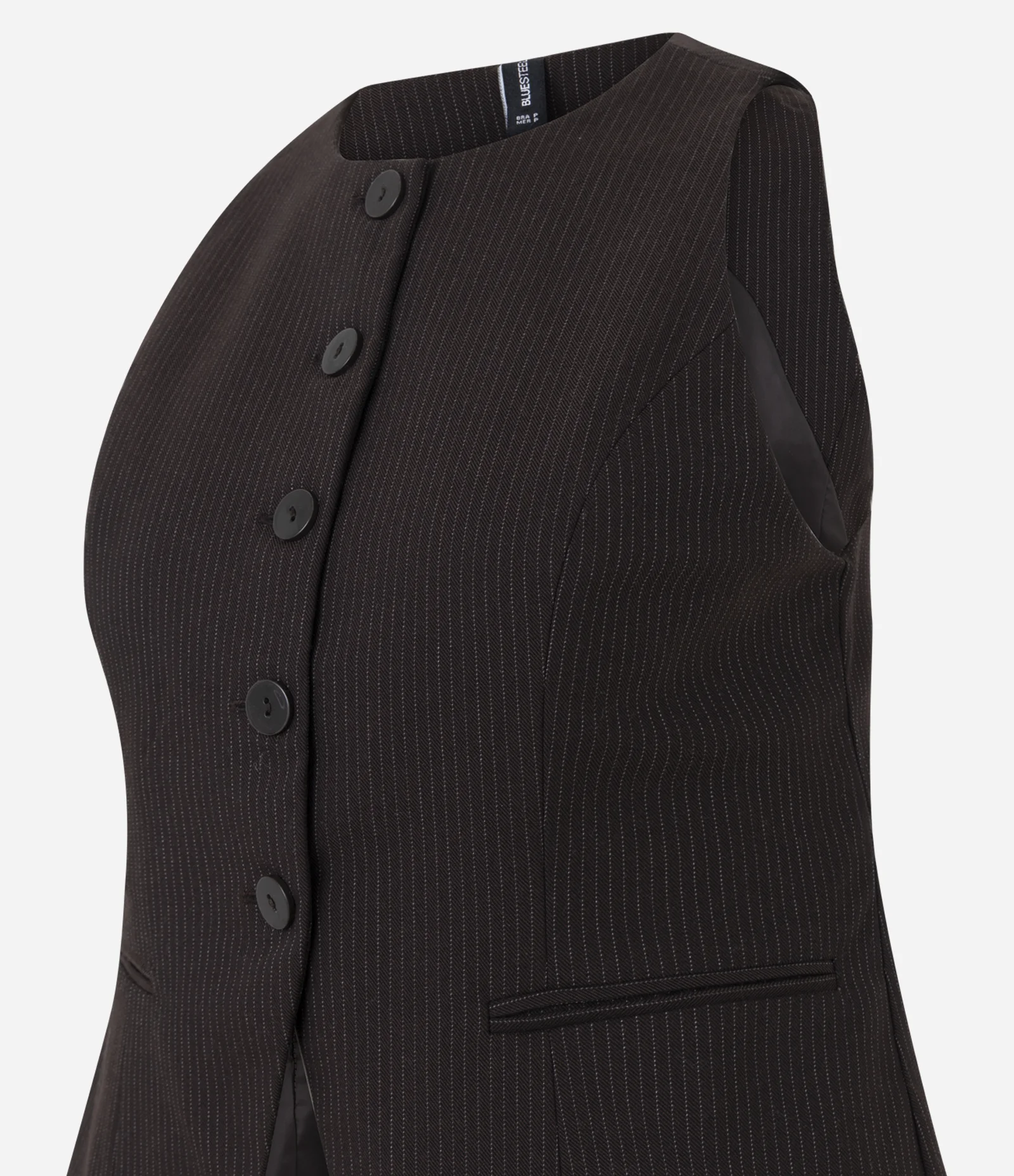 Colete Alfaiatado Risca de Giz Marrom 2