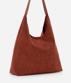 Bolsa Hobo Grande em Suede com Alça Contrastante
