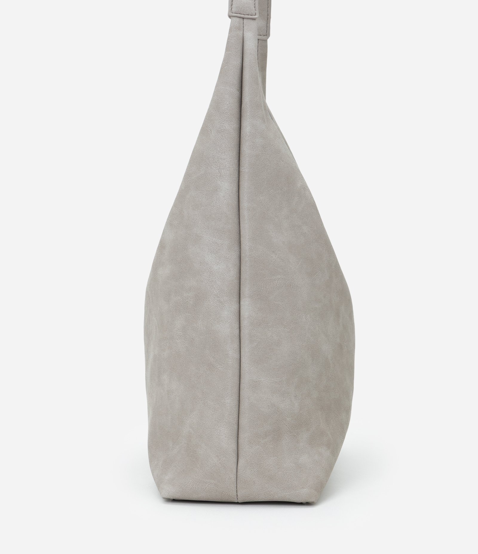 Bolsa Hobo Grande em PU com Alça Longa Cinza 2