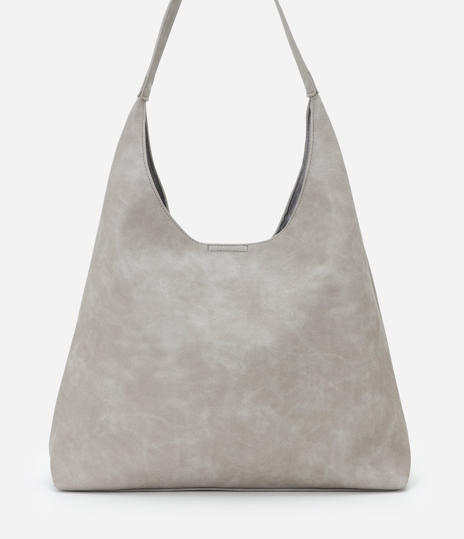 Bolsa Hobo Grande em PU com Alça Longa Cinza 3