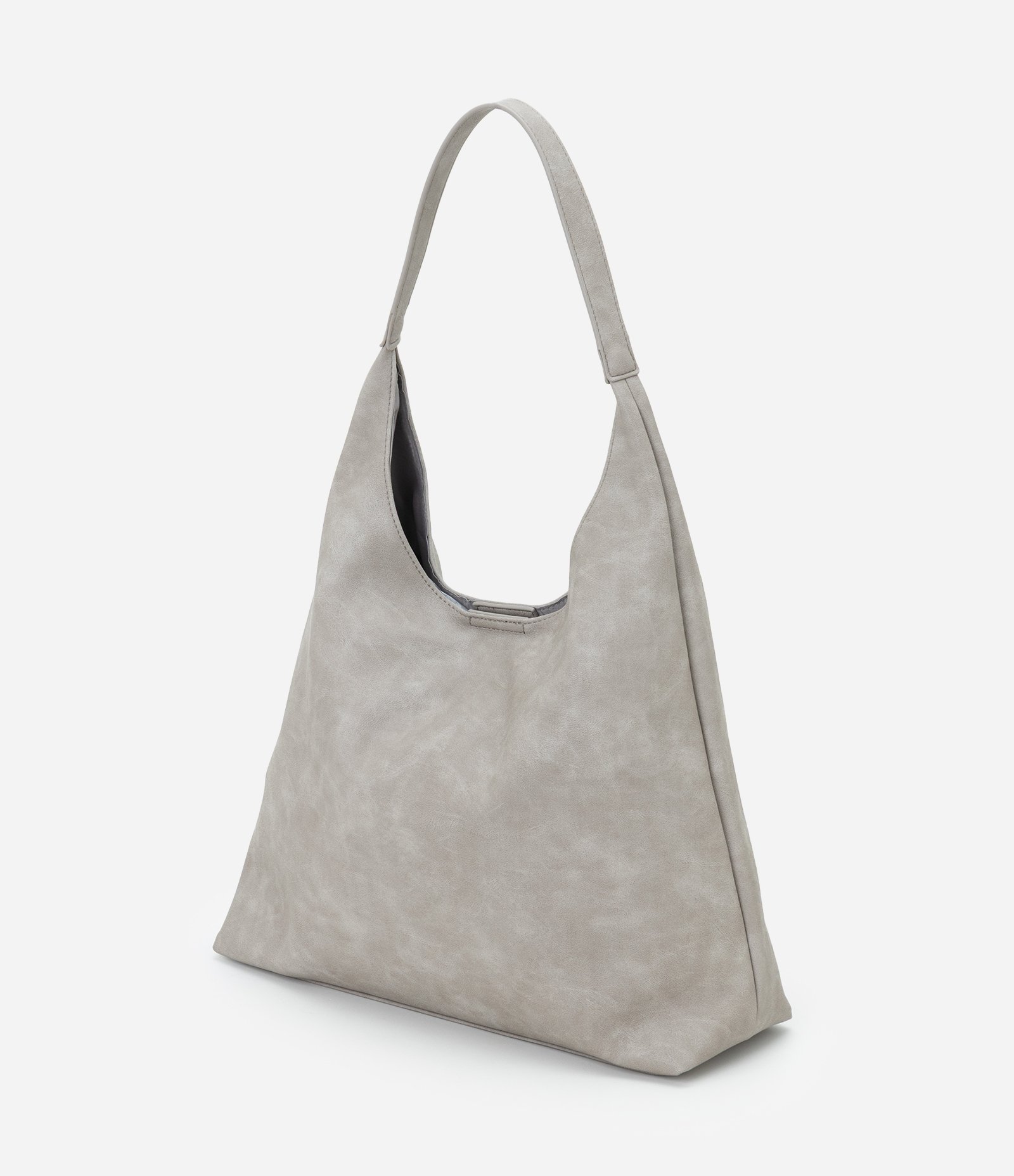 Bolsa Hobo Grande em PU com Alça Longa Cinza 5